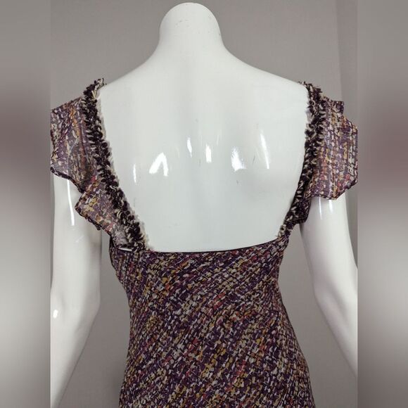 Zara Boho Midi Dress – Multicolor Print Ruffle Strap Slip Dress – Size Small (XS - Picture 3 of 7